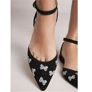 NWOT Anthropologie Embroidered Bow Ballet Flats